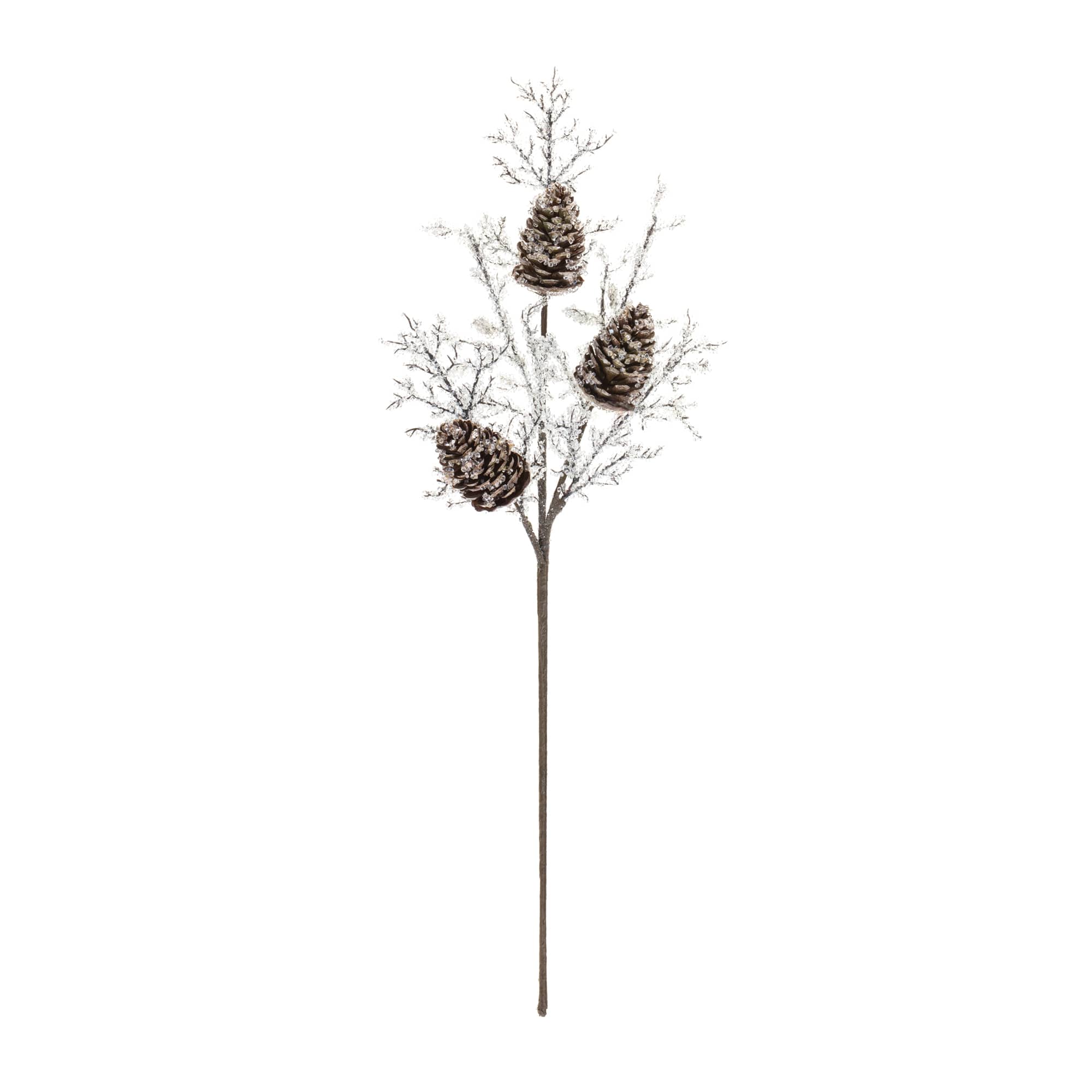 Brown & White Iced Pinecone Twig Branch, 2ct.
